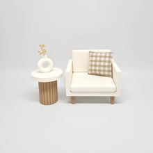 Load image into Gallery viewer, Miniature Gingham Cushion, Caramel and White
