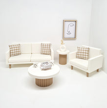 Load image into Gallery viewer, Miniature Gingham Cushion, Caramel and White
