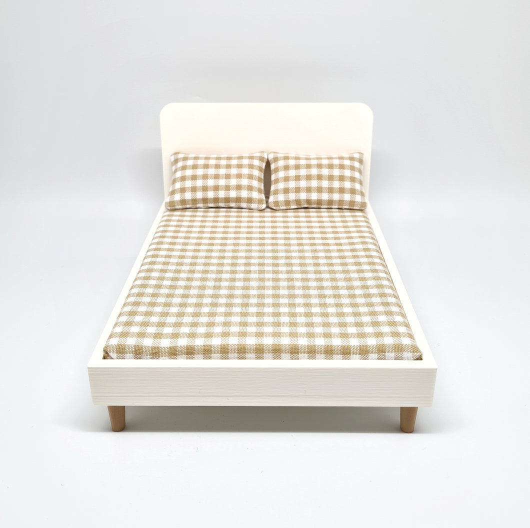 Dollhouse Double Bed, Caramel Gingham
