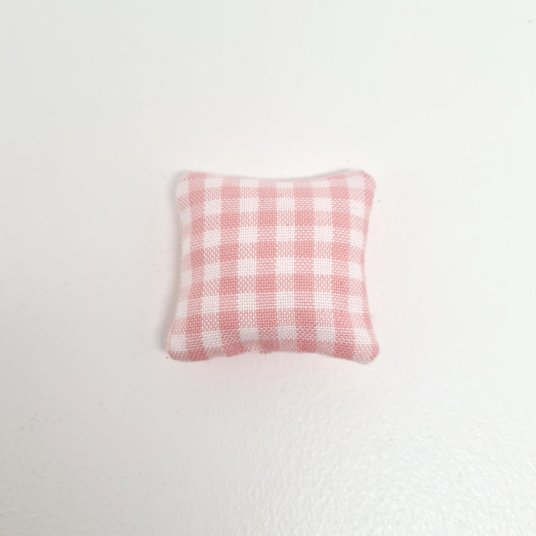 Miniature Gingham Cushion, Pink and White