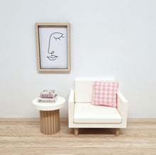 Load image into Gallery viewer, Miniature Gingham Cushion, Pink and White
