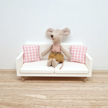 Load image into Gallery viewer, Miniature Gingham Cushion, Pink and White
