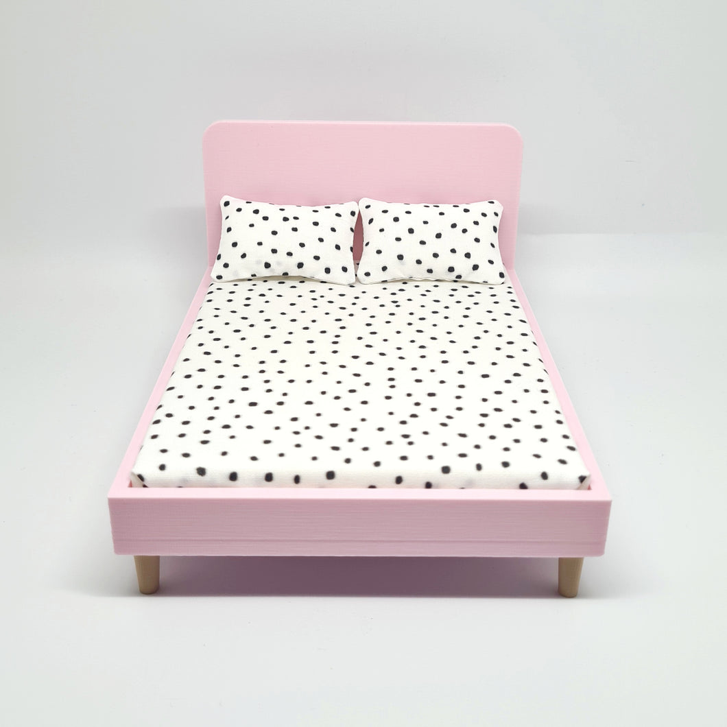 Dollhouse Double Bed, Pink and Polka Dots