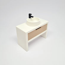 Load image into Gallery viewer, Single Bathroom Vanity with Fluted Drawer, Beige and White
