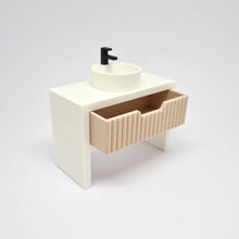 Load image into Gallery viewer, Single Bathroom Vanity with Fluted Drawer, Beige and White
