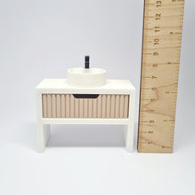 Load image into Gallery viewer, Single Bathroom Vanity with Fluted Drawer, Beige and White
