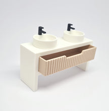Load image into Gallery viewer, Double Bathroom Vanity with Fluted Drawer, Beige and White
