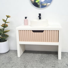 Load image into Gallery viewer, Single Bathroom Vanity with Fluted Drawer, Beige and White
