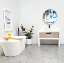 Load image into Gallery viewer, Single Bathroom Vanity with Fluted Drawer, Beige and White
