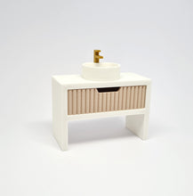 Load image into Gallery viewer, Single Bathroom Vanity with Fluted Drawer, Beige and White
