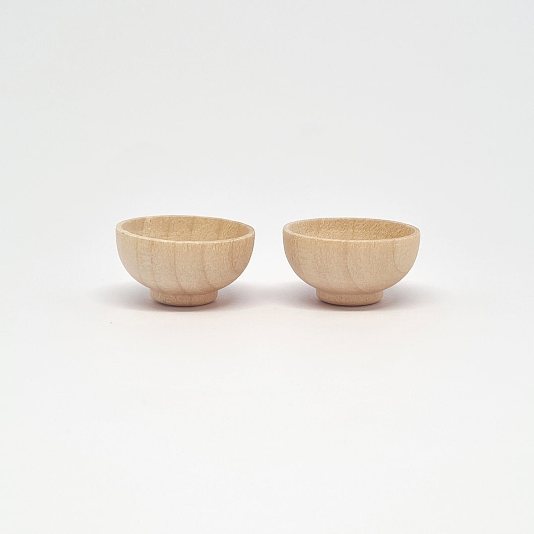 Miniature Wooden Bowls, Set of 2