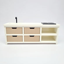 Load image into Gallery viewer, Dollhouse Kitchen, White and Beige Fluted Drawers
