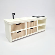 Load image into Gallery viewer, Dollhouse Kitchen, White and Beige Fluted Drawers
