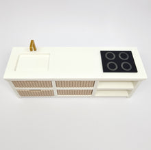 Load image into Gallery viewer, Dollhouse Kitchen, White and Beige Fluted Drawers
