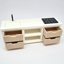 Load image into Gallery viewer, Dollhouse Kitchen, White and Beige Fluted Drawers
