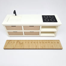 Load image into Gallery viewer, Dollhouse Kitchen, White and Beige Fluted Drawers
