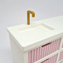 Load image into Gallery viewer, Dollhouse Kitchen, White and Pink Fluted Drawers
