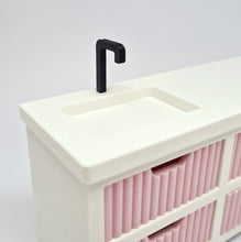 Load image into Gallery viewer, Dollhouse Kitchen, White and Pink Fluted Drawers
