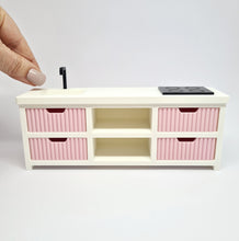 Load image into Gallery viewer, Dollhouse Kitchen, White and Pink Fluted Drawers
