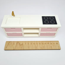 Load image into Gallery viewer, Dollhouse Kitchen, White and Pink Fluted Drawers
