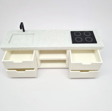 Load image into Gallery viewer, Dollhouse Kitchen, White and Grey Granite
