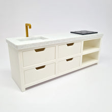 Load image into Gallery viewer, Dollhouse Kitchen, White and Grey Granite
