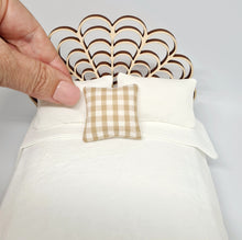 Load image into Gallery viewer, Miniature Gingham Cushion, Caramel and White
