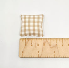 Load image into Gallery viewer, Miniature Gingham Cushion, Caramel and White
