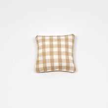 Load image into Gallery viewer, Miniature Gingham Cushion, Caramel and White
