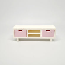 Load image into Gallery viewer, Dollhouse TV Unit, White with Pink Drawers
