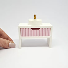Load image into Gallery viewer, Single Bathroom Vanity with Fluted Drawer, Pink and White
