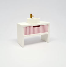 Load image into Gallery viewer, Single Bathroom Vanity with Fluted Drawer, Pink and White

