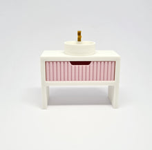 Load image into Gallery viewer, Single Bathroom Vanity with Fluted Drawer, Pink and White
