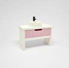Load image into Gallery viewer, Single Bathroom Vanity with Fluted Drawer, Pink and White
