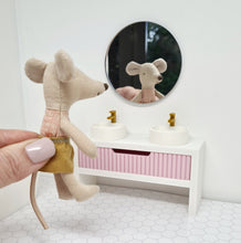 Load image into Gallery viewer, Double Bathroom Vanity with Fluted Drawer, Pink and White
