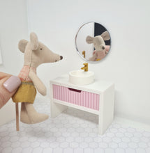 Load image into Gallery viewer, Single Bathroom Vanity with Fluted Drawer, Pink and White
