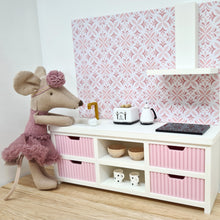 Load image into Gallery viewer, Dollhouse Kitchen, White and Pink Fluted Drawers
