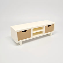 Load image into Gallery viewer, Dollhouse TV Unit, White with Natural Drawers
