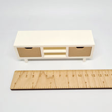 Load image into Gallery viewer, Dollhouse TV Unit, White with Natural Drawers
