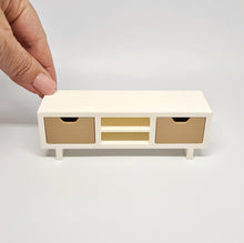 Load image into Gallery viewer, Dollhouse TV Unit, White with Natural Drawers
